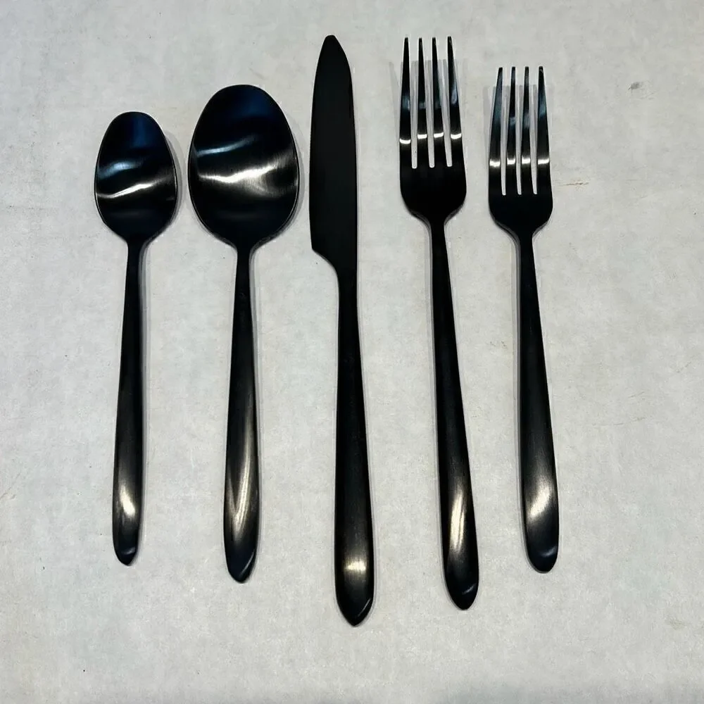 Black Metal Flatware Sets Silverware Set Forks Knives Knife Spoons
